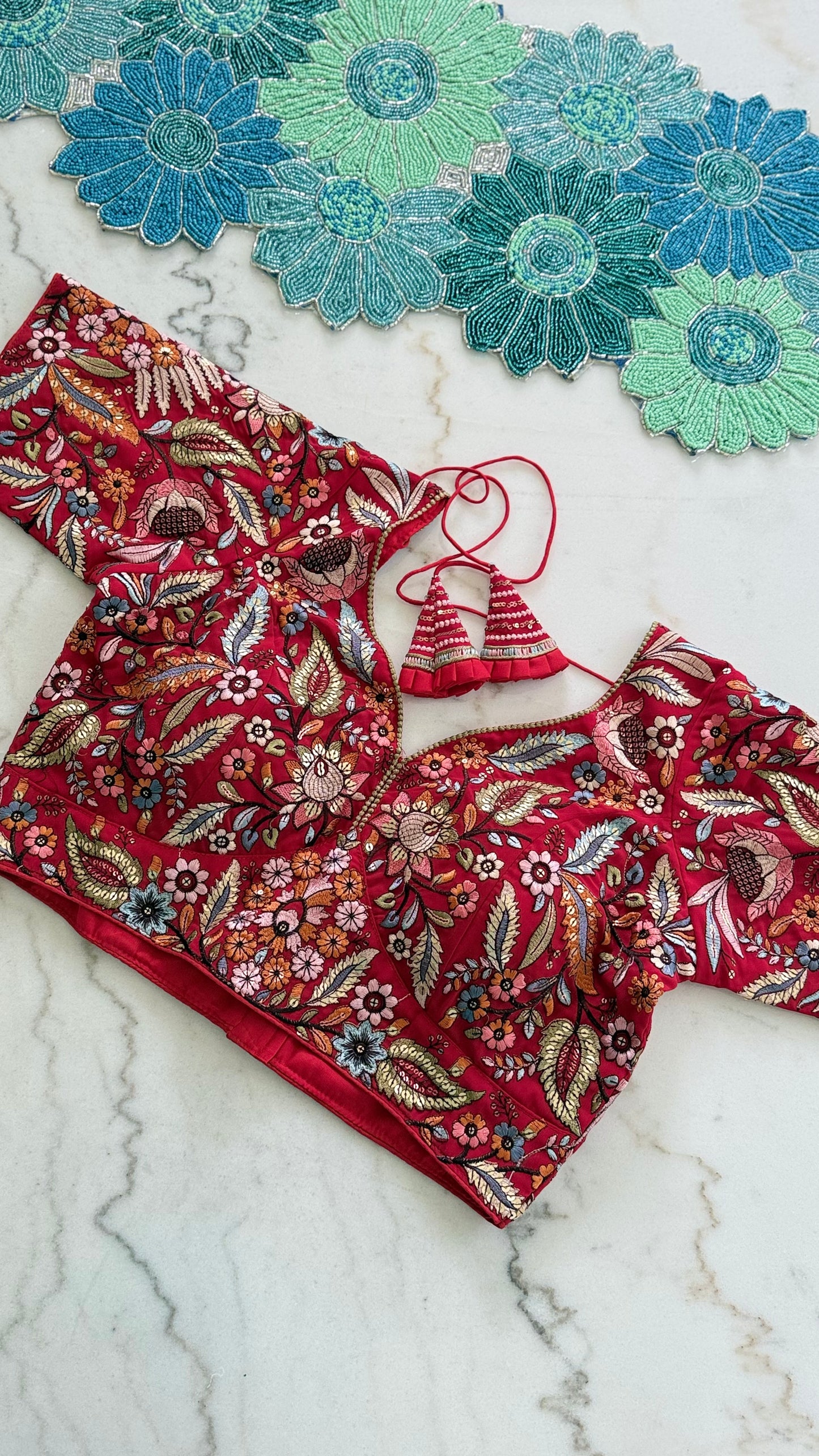 Threadwork Floral Designer Blouse – Sabyasachi Inspired Embroidery | Multiple Colors