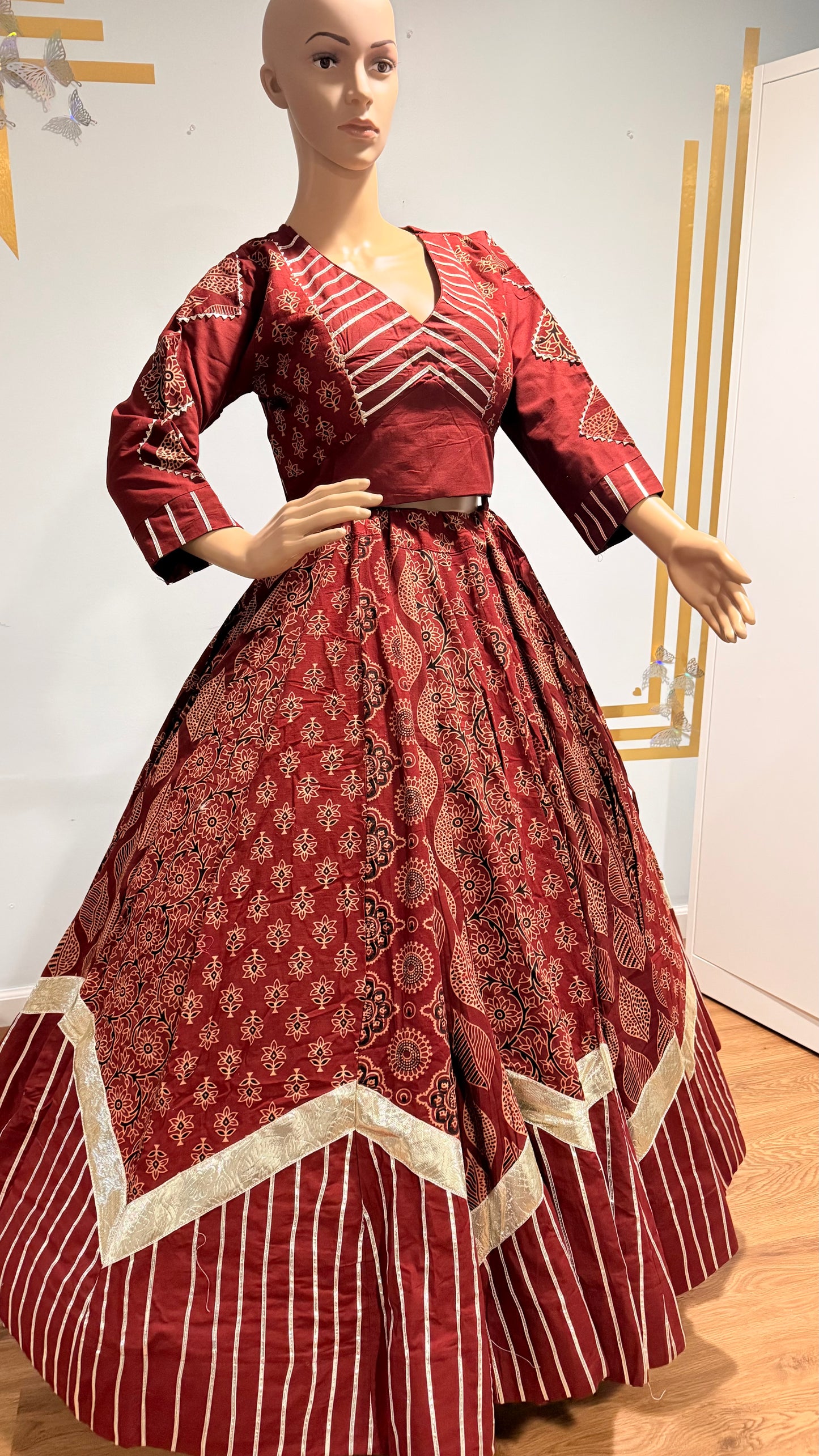 Pure Kutchhi Print Chaniya Choli with Heavy Gotta Border