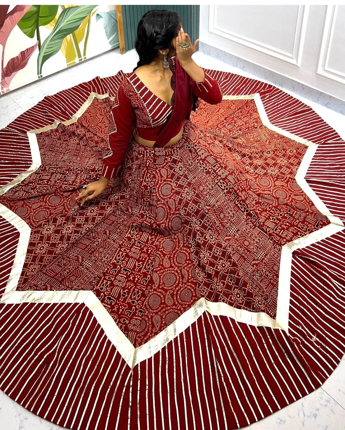 Pure Kutchhi Print Chaniya Choli with Heavy Gotta Border