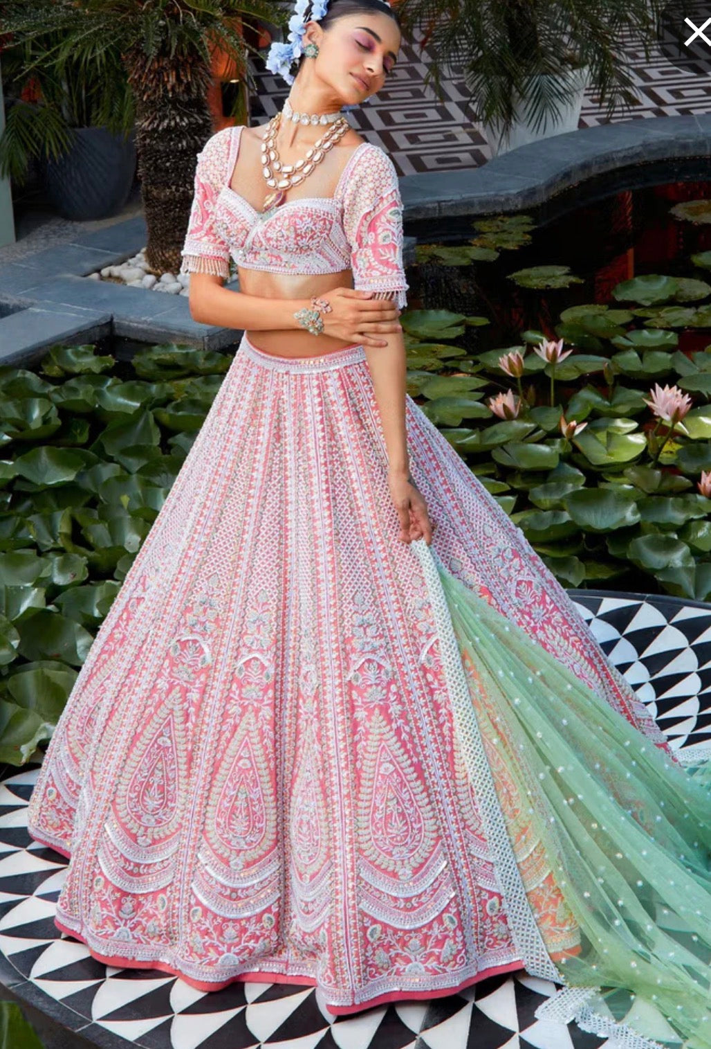 Jasmine Pink Bridal Lehenga Set – Hand-Embroidered Raw Silk with Double Dupattas