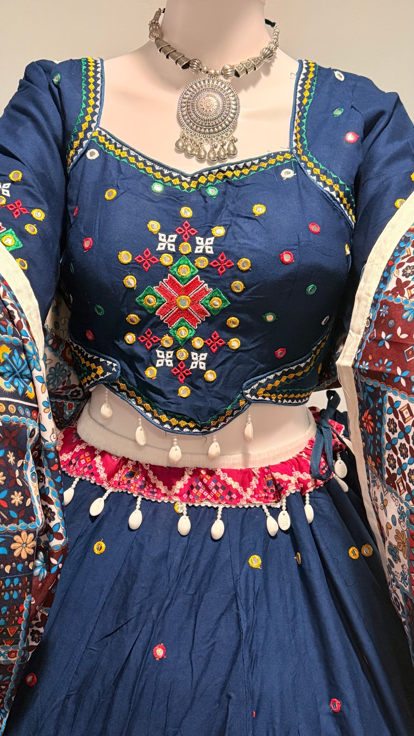 Pure Jam Cotton Chaniya Choli with Aari Work | Navratri Special – The Enhanced Beauty