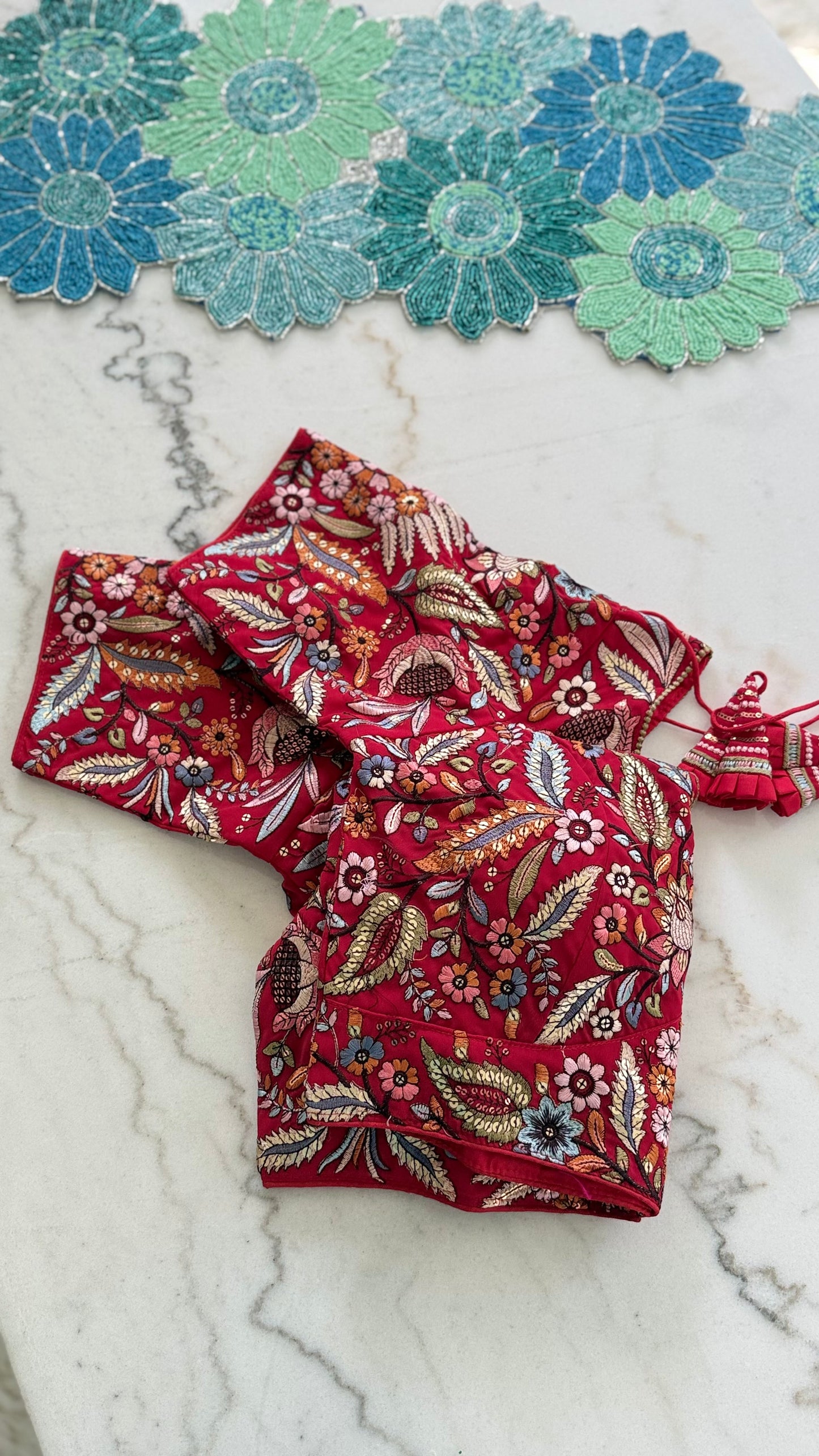 Threadwork Floral Designer Blouse – Sabyasachi Inspired Embroidery | Multiple Colors