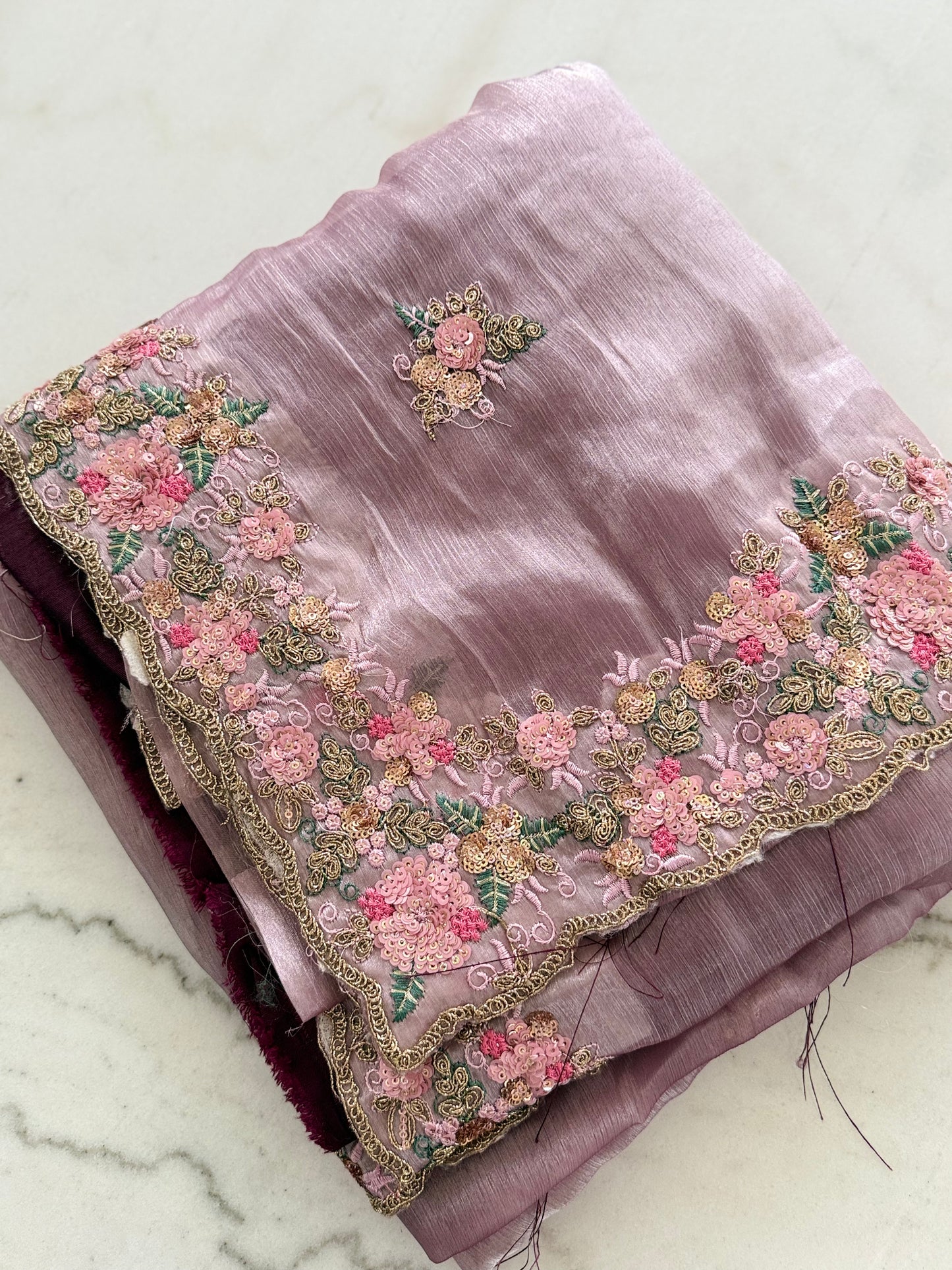 Designer Embroidered & Sequin Work Organza Saree with Contrast Blouse Piece