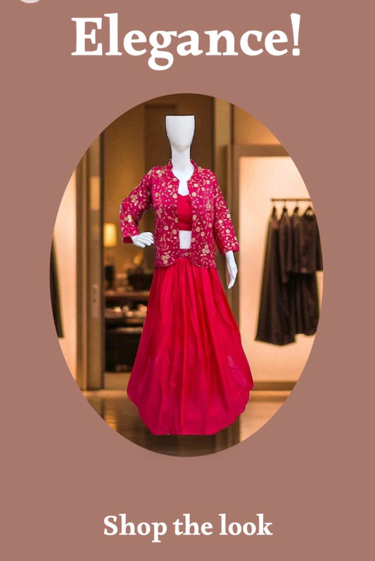 Elegant Silk Embroidered 3-Piece Set –in 3 elegant color