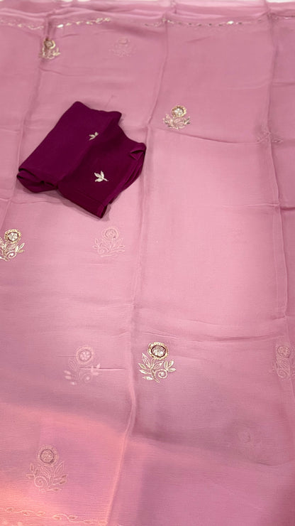 Rajwadi Pure Chiffon Saree with Pittan Gota Patti Work – Party Wear Elegance