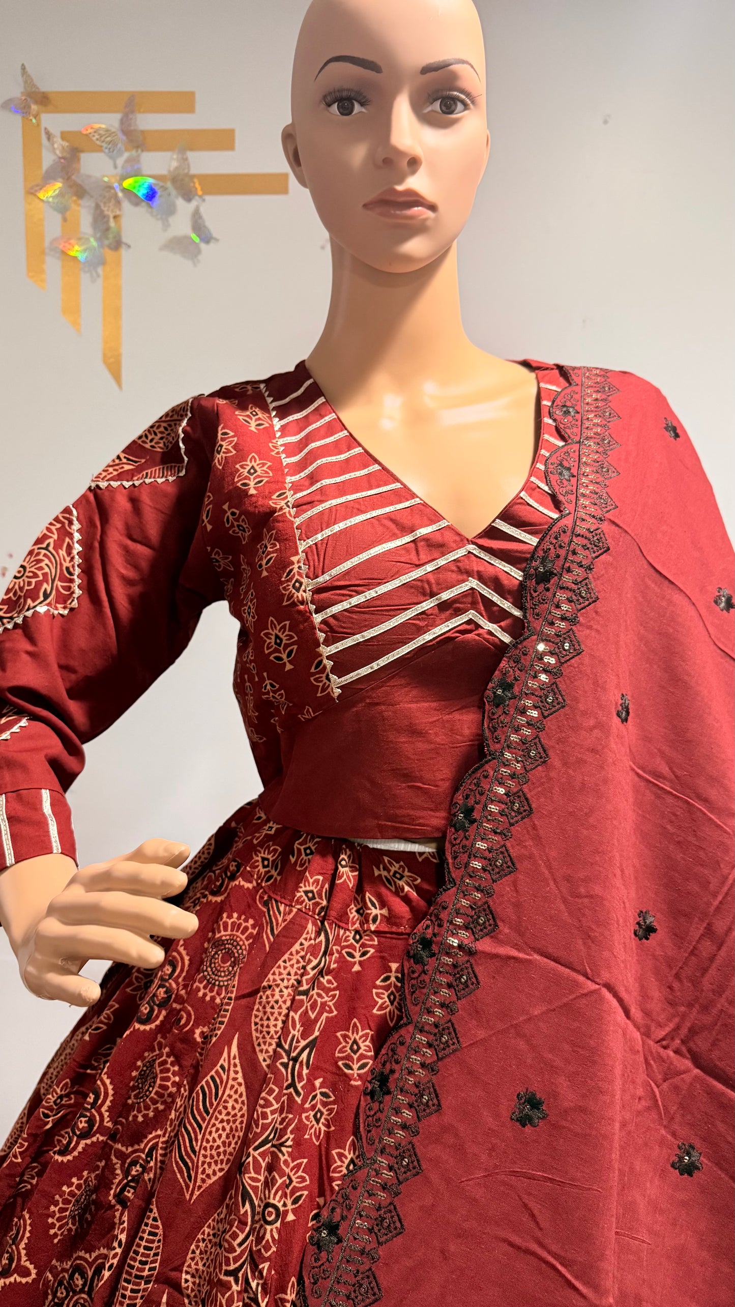 Pure Kutchhi Print Chaniya Choli with Heavy Gotta Border