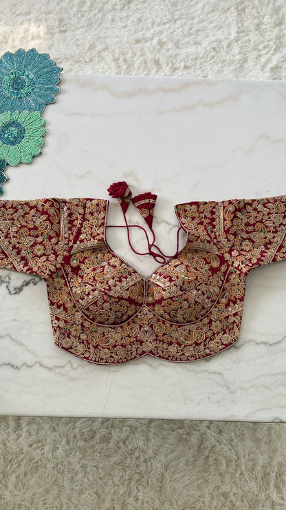 Designer Bridal Blouse with Heavy Embroidery & Latkans – Available in 6 Colors