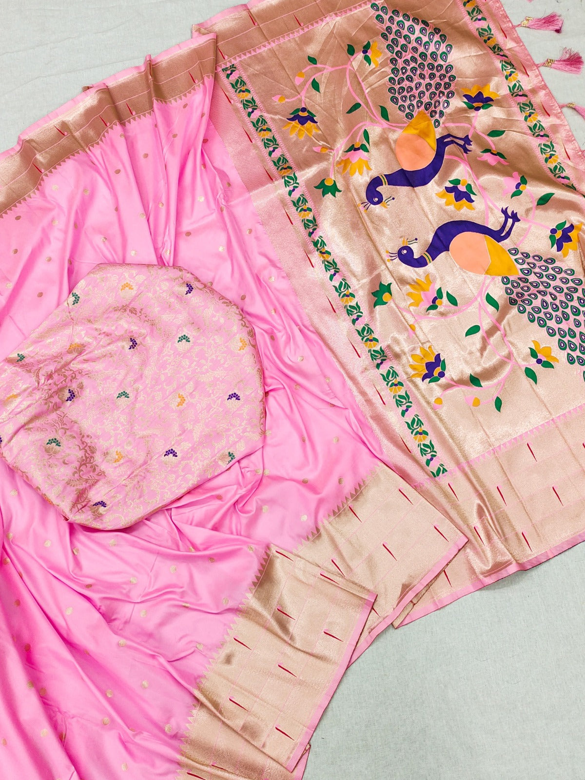 Soft Pathani Silk Saree Zari Weaving Motifs Design (shipping free)