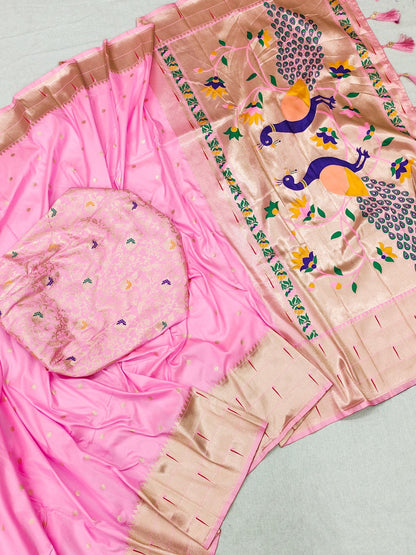 Soft Pathani Silk Saree Zari Weaving Motifs Design (shipping free)