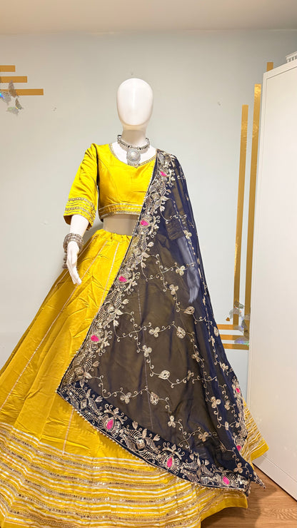Navratri Pure roman silk chaniya choli with heavy vintage duptta