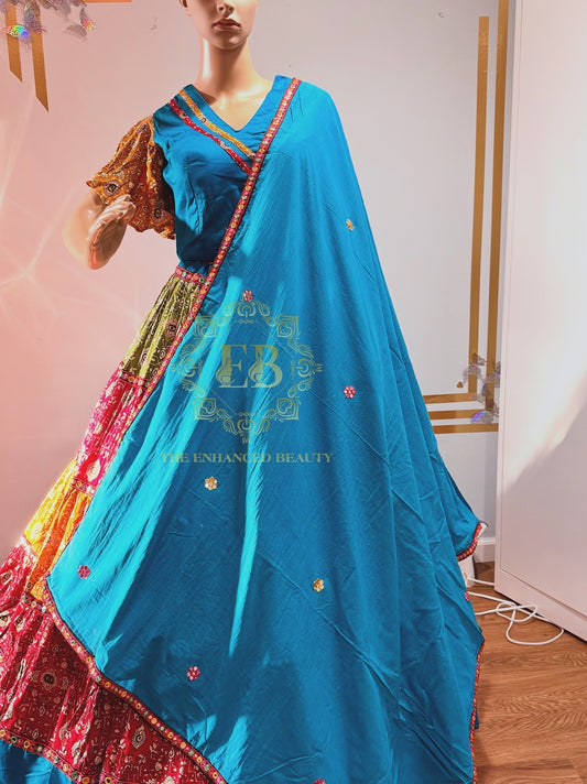 Pure Jam Cotton Multi-Layer Chaniya Choli with Gurjari Print