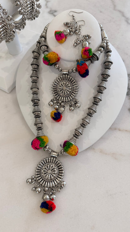 Banjara Oxidized Jewelry Set with 2 Bangles – Ethnic Wear