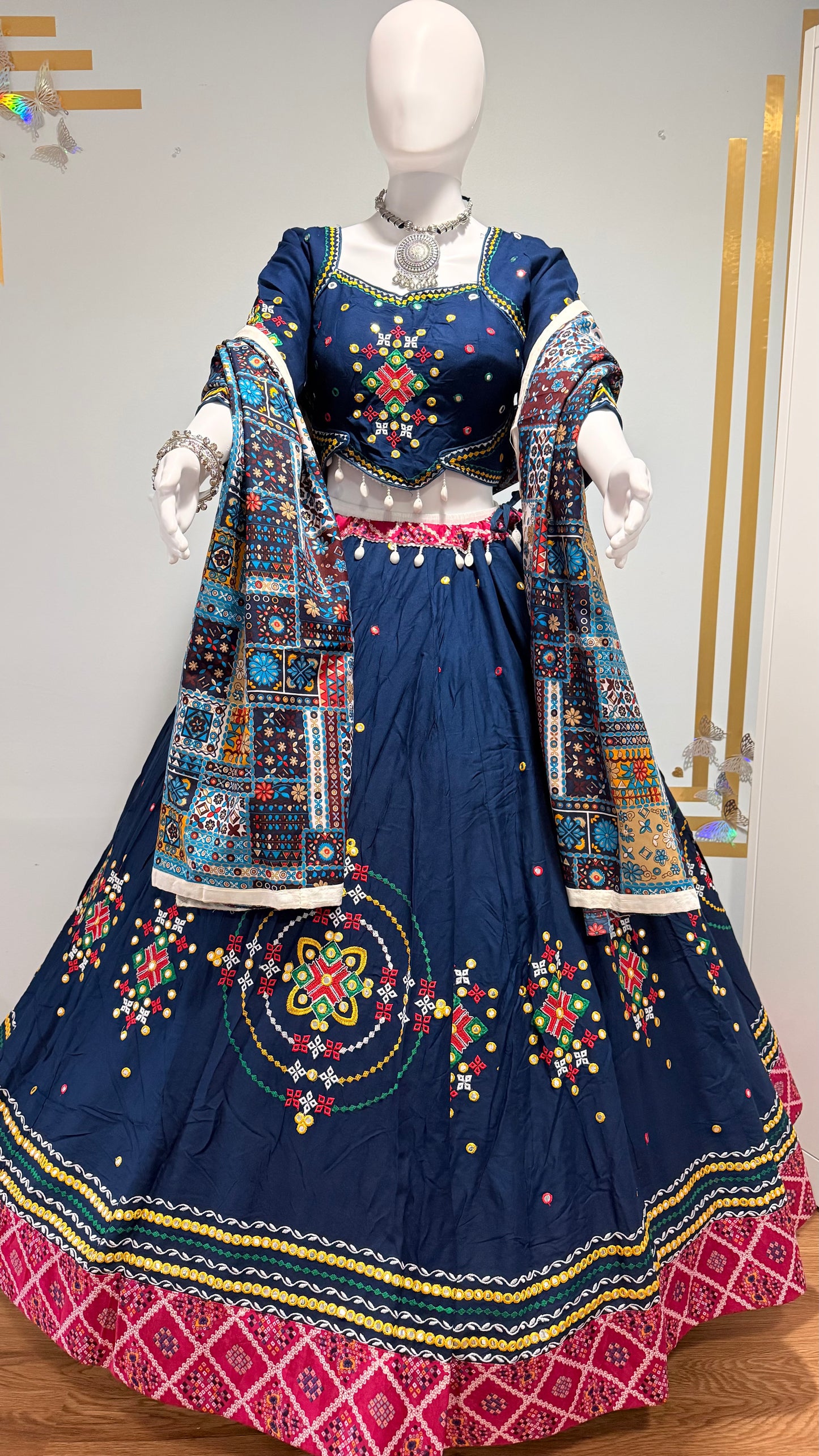 Pure Jam Cotton Chaniya Choli with Aari Work | Navratri Special – The Enhanced Beauty