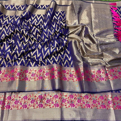 Regal Radiance – Soft Kanjivaram Silk Saree with Meenakari & Zari Weaving