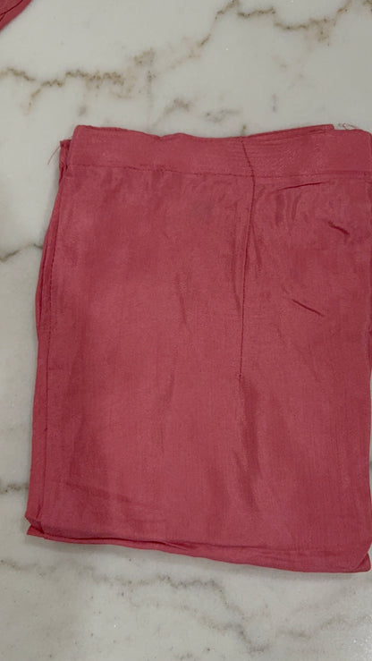 Elegant Embroidered Leaf Design Salwar Suit Set – Rosewood Pink