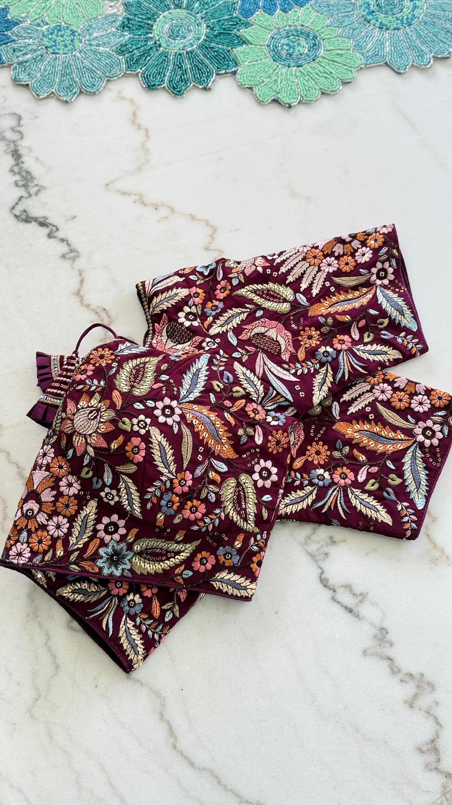 Threadwork Floral Designer Blouse – Sabyasachi Inspired Embroidery | Multiple Colors