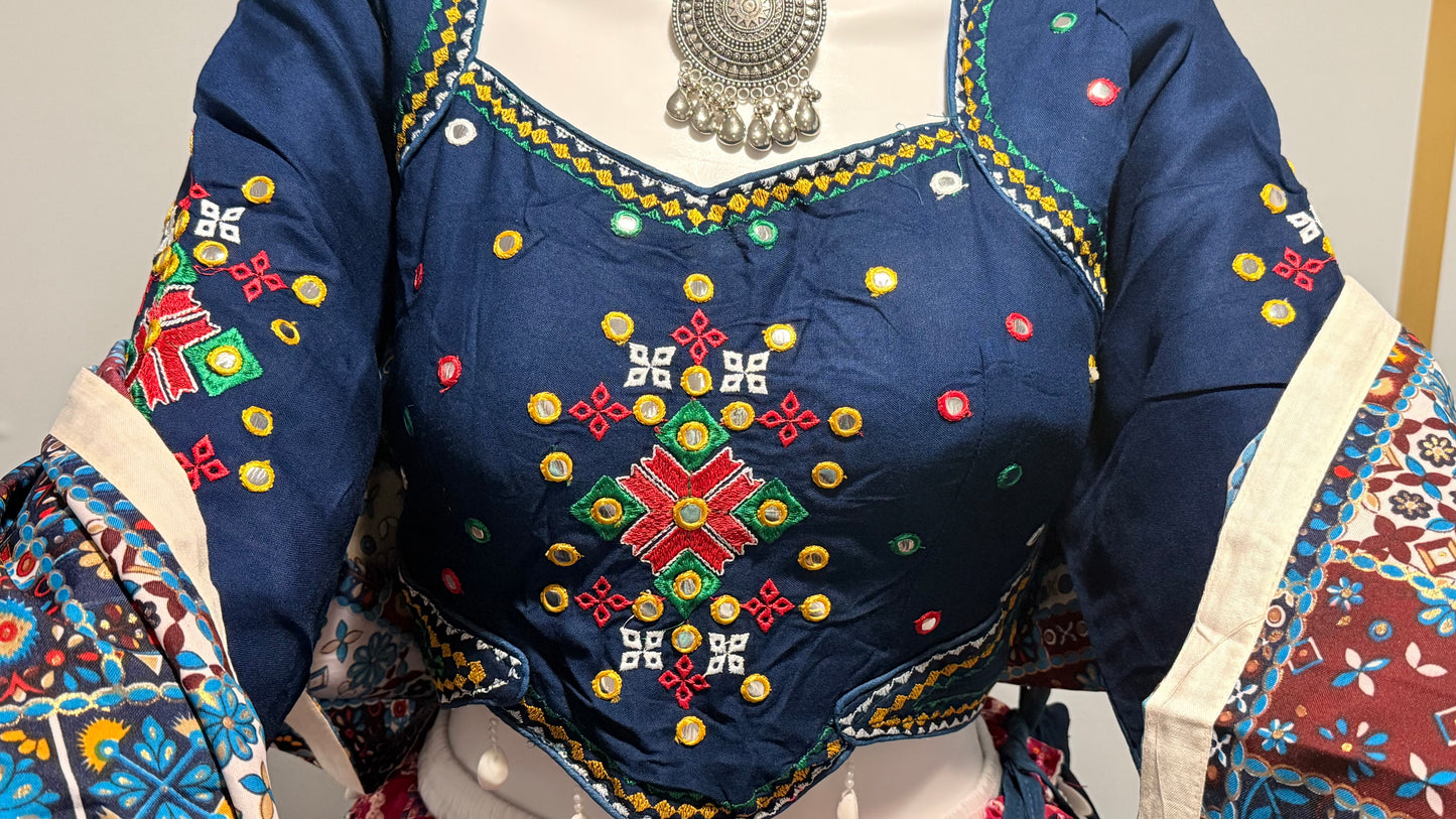 Pure Jam Cotton Chaniya Choli with Aari Work | Navratri Special – The Enhanced Beauty