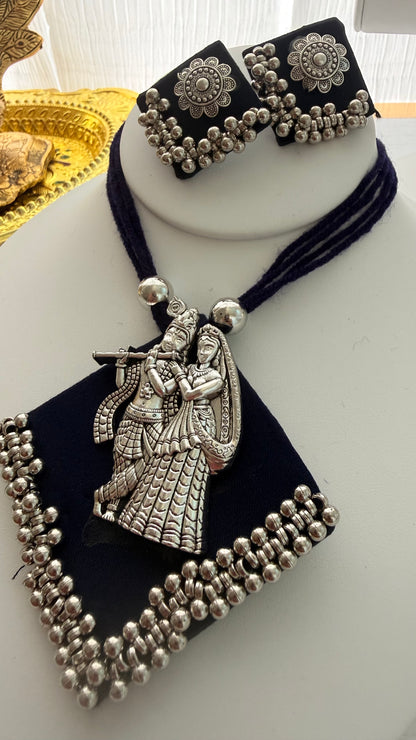 Oxidized Navratri Necklace Set with Earrings | The Enhanced Beauty