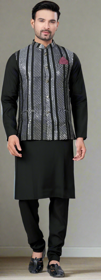 Pure Silk Men’s Modi Jacket Kurta Pajama Set – Designer Ethnic & Party Wear