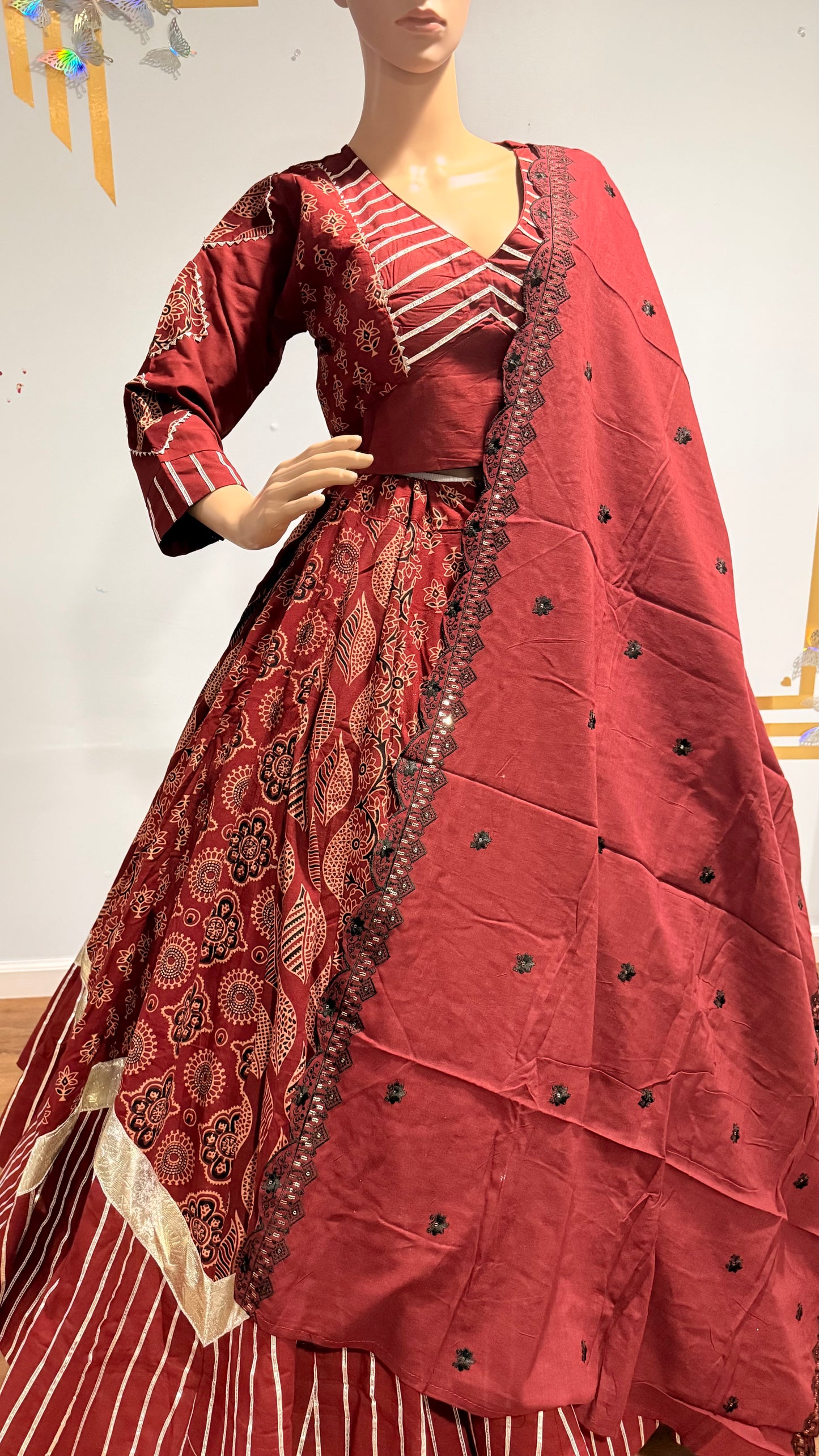 Pure Kutchhi Print Chaniya Choli with Heavy Gotta Border