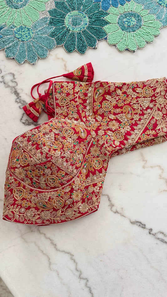 Designer Bridal Blouse with Heavy Embroidery & Latkans – Available in 6 Colors