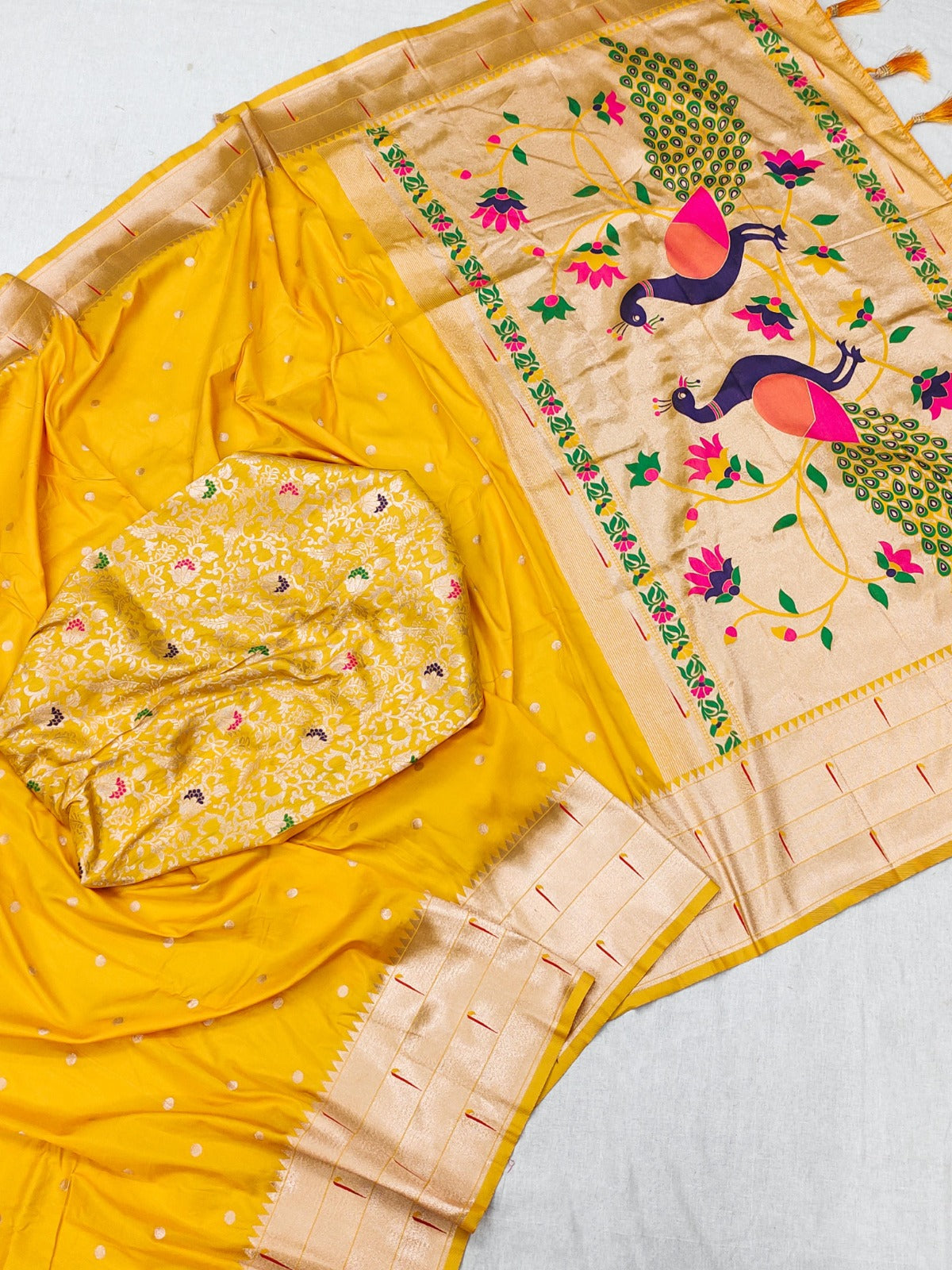 Soft Pathani Silk Saree Zari Weaving Motifs Design (shipping free)