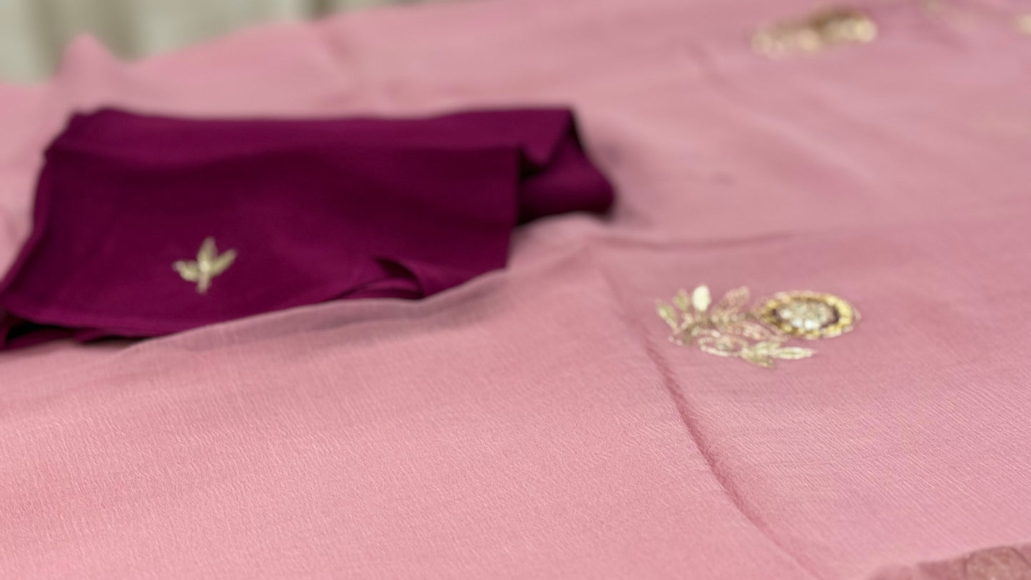 Rajwadi Pure Chiffon Saree with Pittan Gota Patti Work – Party Wear Elegance