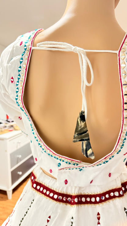 White Mirror Work Lehenga Choli