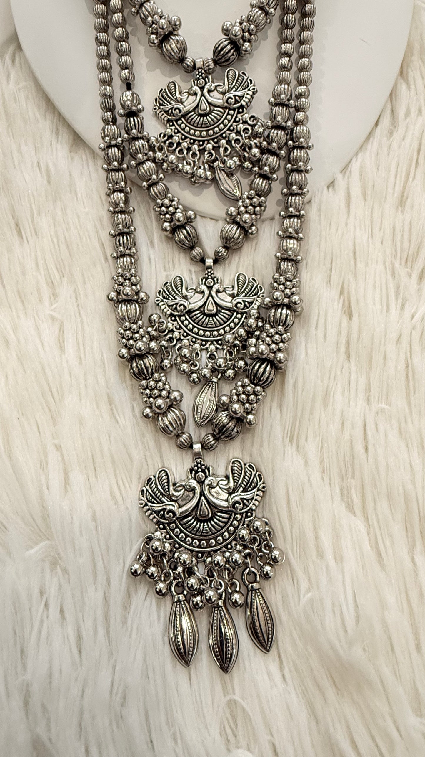 German Silver Peacock Necklace Set with 2 Bangles – Ethnic Jewelry