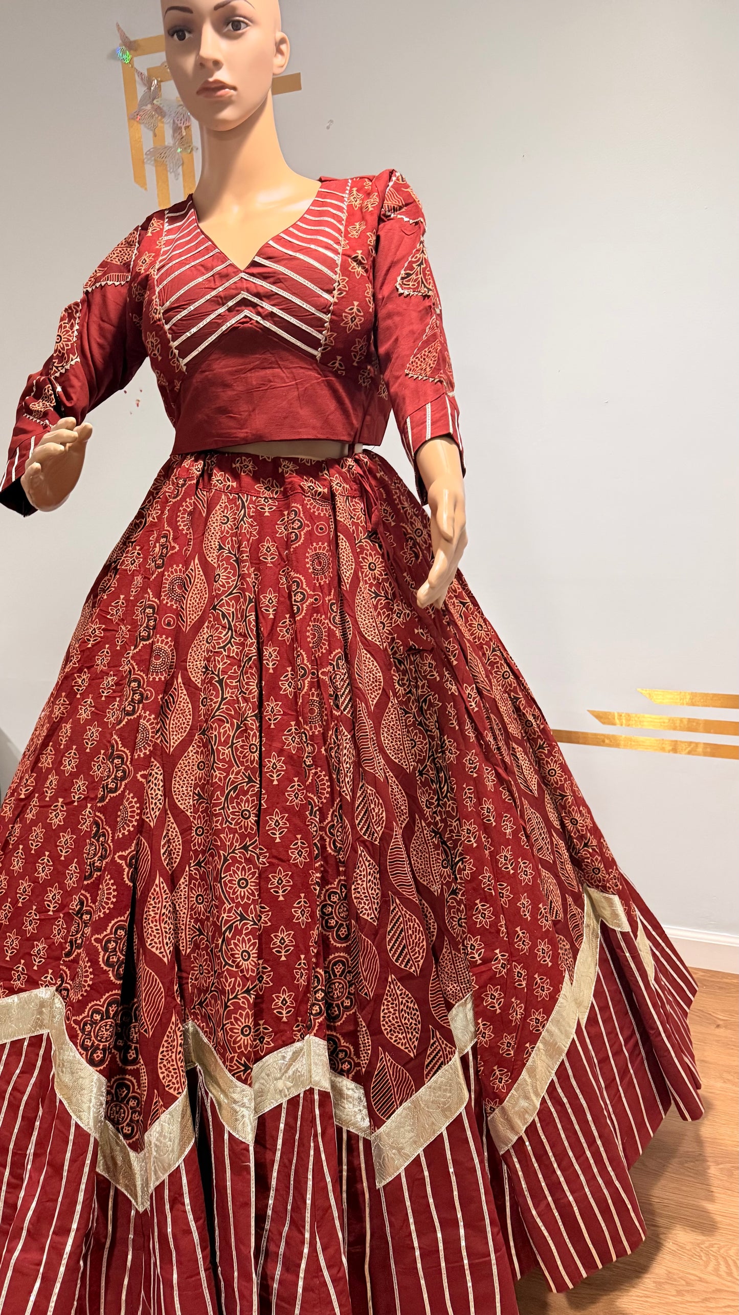 Pure Kutchhi Print Chaniya Choli with Heavy Gotta Border
