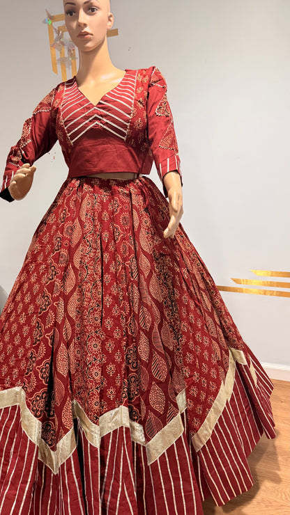 Pure Kutchhi Print Chaniya Choli with Heavy Gotta Border
