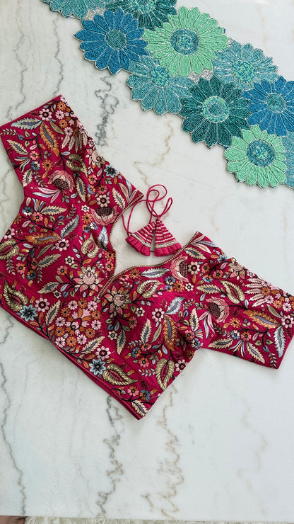 Threadwork Floral Designer Blouse – Sabyasachi Inspired Embroidery | Multiple Colors