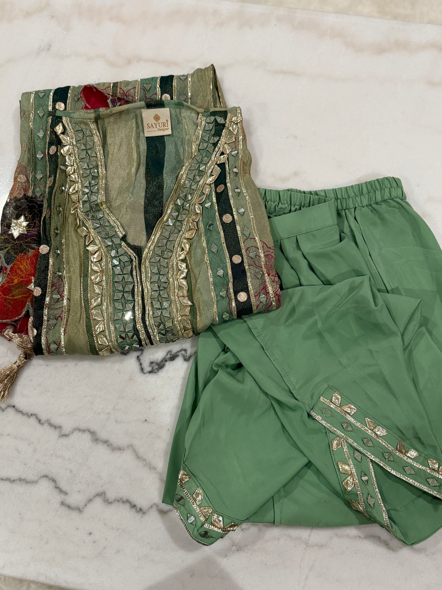 Dhoti Suit, Kaftan Style Suit, Crepe Silk, Pista Green, Mehendi Outfit, Haldi Wear, Tassel Suit, Designer Suit, Summer Festive Wear, Embroidered Suit