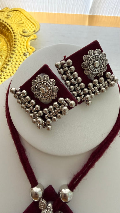 Oxidized Navratri Necklace Set with Earrings | The Enhanced Beauty