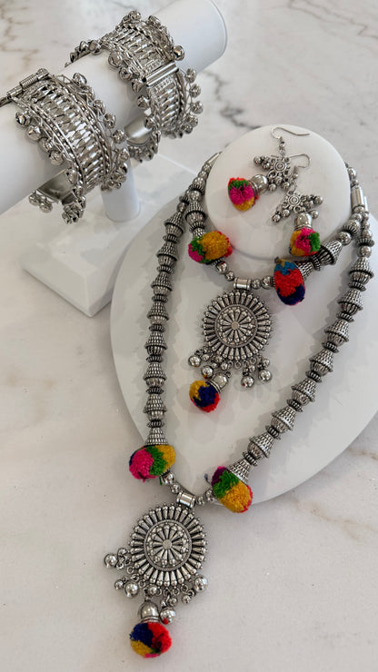 Banjara Oxidized Jewelry Set with 2 Bangles – Ethnic Wear