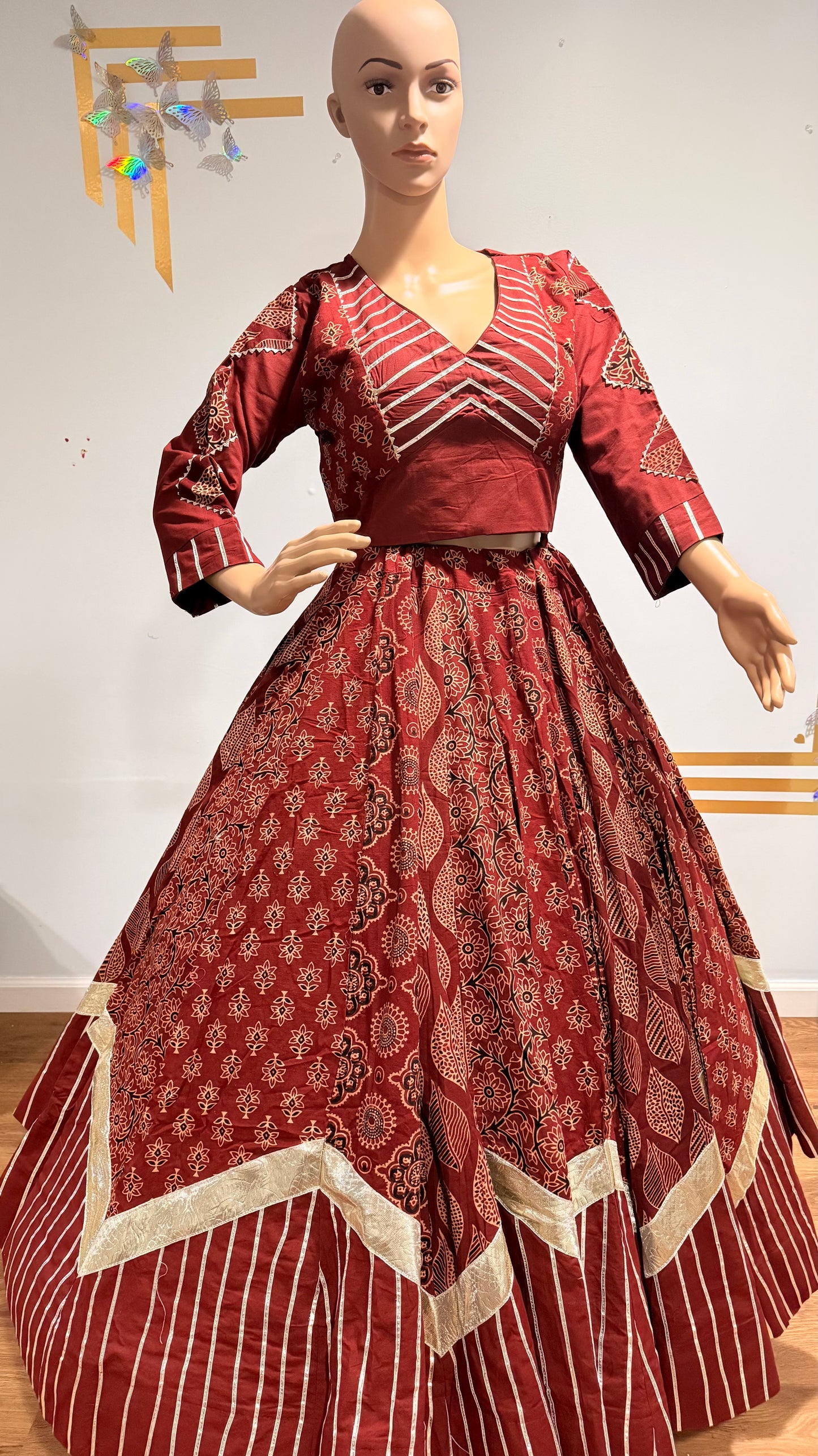 Pure Kutchhi Print Chaniya Choli with Heavy Gotta Border