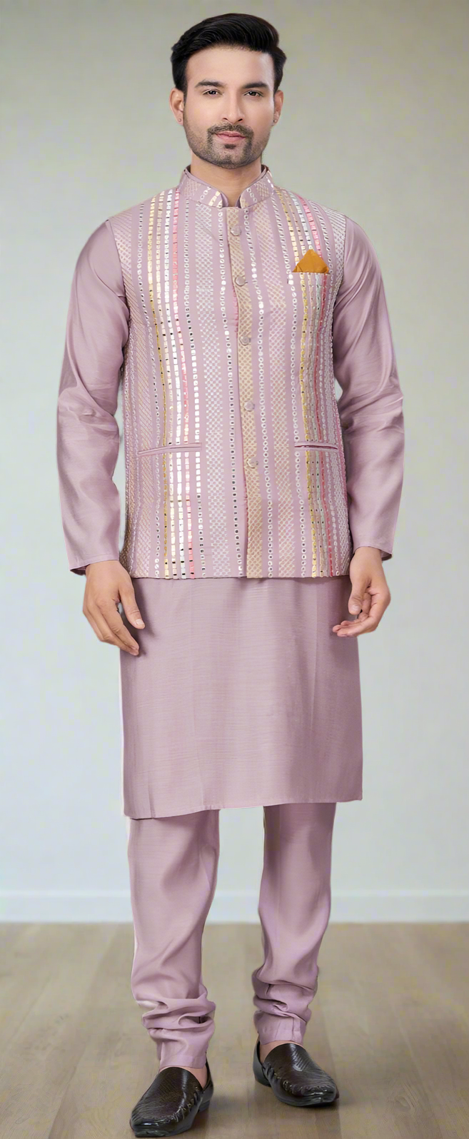 Pure Silk Men’s Modi Jacket Kurta Pajama Set – Designer Ethnic & Party Wear