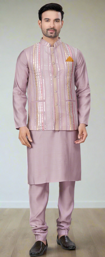 Pure Silk Men’s Modi Jacket Kurta Pajama Set – Designer Ethnic & Party Wear