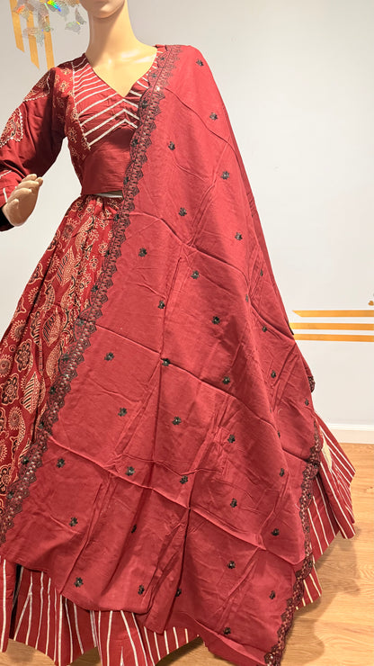 Pure Kutchhi Print Chaniya Choli with Heavy Gotta Border