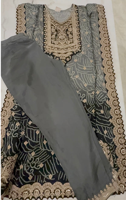 Dhoti Suit, Kaftan Style Suit, Crepe Silk, Pista Green, Mehendi Outfit, Haldi Wear, Tassel Suit, Designer Suit, Summer Festive Wear, Embroidered Suit