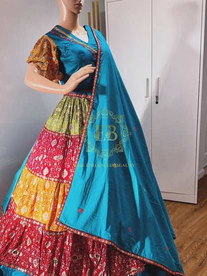 Pure Jam Cotton Multi-Layer Chaniya Choli with Gurjari Print