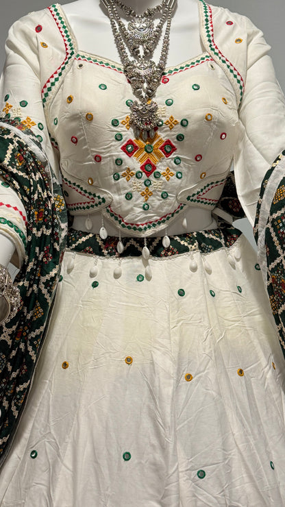 Pure Jam Cotton Chaniya Choli with Aari Work | Navratri Special – The Enhanced Beauty