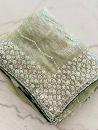 Tissue Fabric Saree with Sequin Embroidery