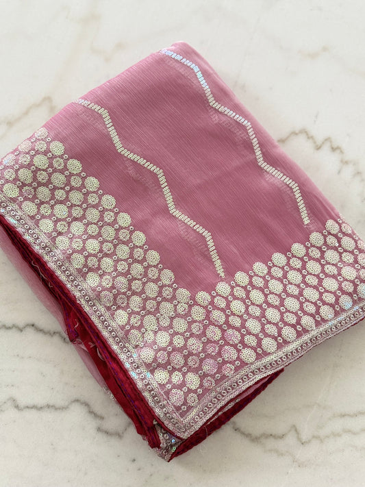 Tissue Fabric Saree with Sequin Embroidery