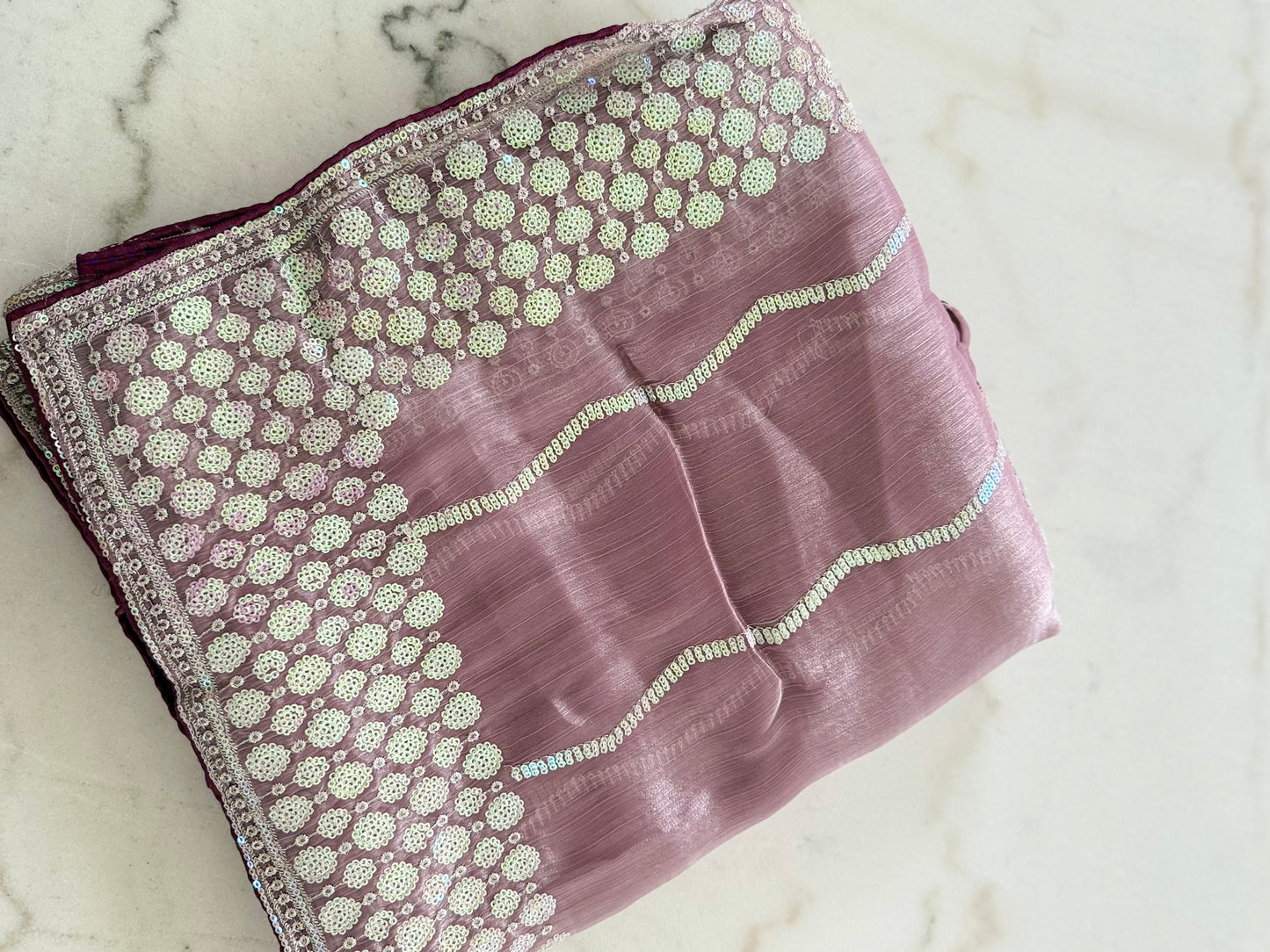 Tissue Fabric Saree with Sequin Embroidery