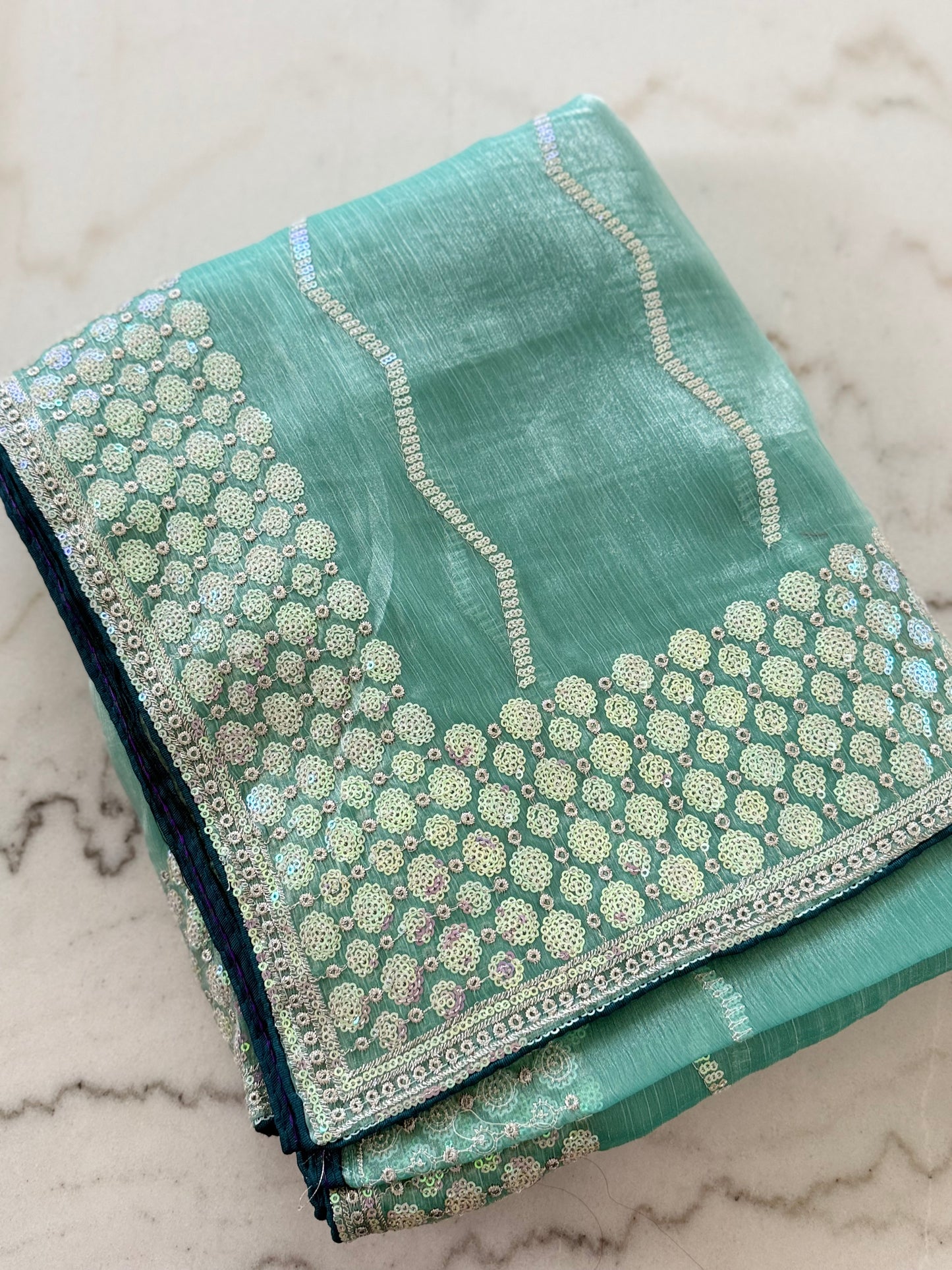 Tissue Fabric Saree with Sequin Embroidery