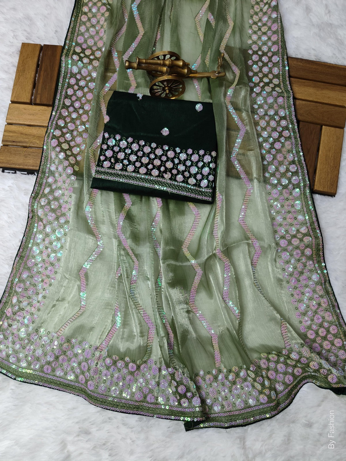 Tissue Fabric Saree with Sequin Embroidery