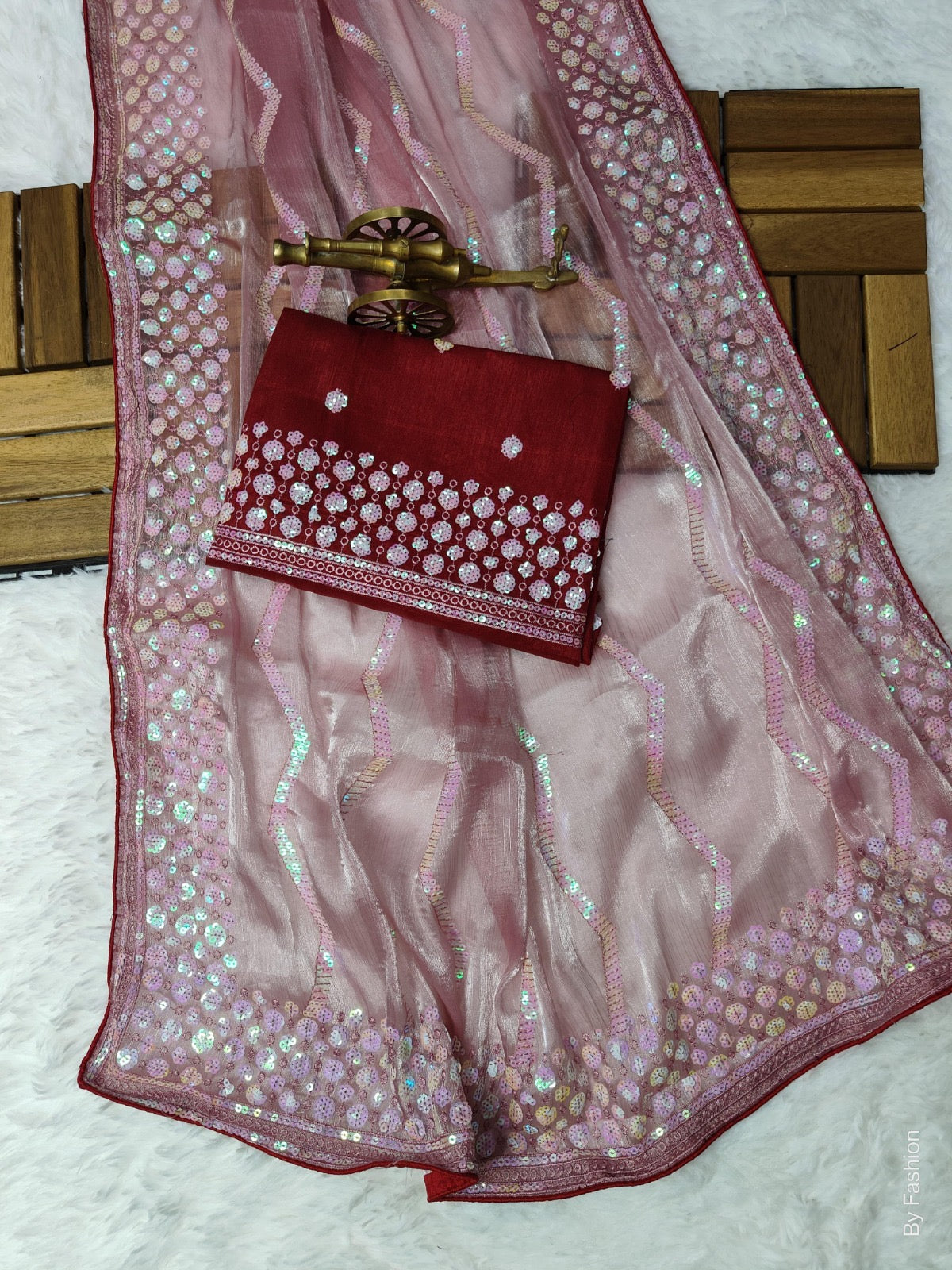 Tissue Fabric Saree with Sequin Embroidery