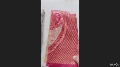 Red & Beige and Yellow & Green Kanchipuram Semi-Silk Saree with Paisley Zari Work | The Enhanced Beauty USA