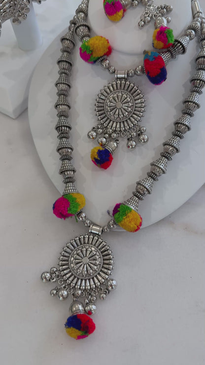 Banjara Oxidized Jewelry Set with 2 Bangles – Ethnic Wear